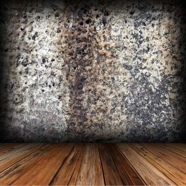 Stock photo: mahogany floor and ancient wall