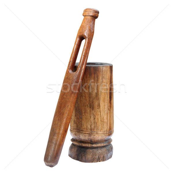 ancient wood grinder over white Stock photo © taviphoto