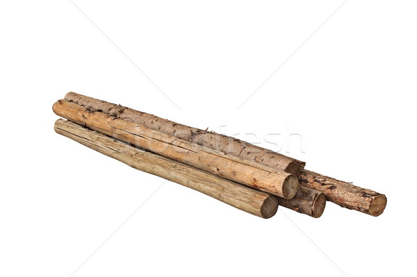 Stock photo: old tree trunks isolated over white