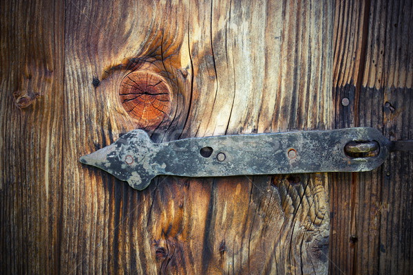 öreg zsanér fából készült ajtó részlet fémes Stock fotó © taviphoto