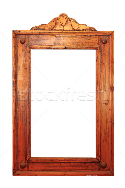 Antigo moldura de madeira pinturas espelho isolado branco Foto stock © taviphoto