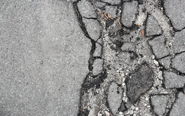 Stock photo: closeup of damaged asphalt