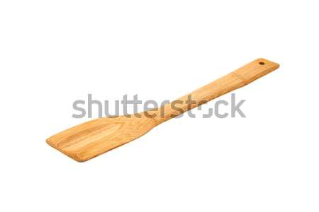 Foto stock: Bambú · madera · espátula · cocina · aislado · blanco