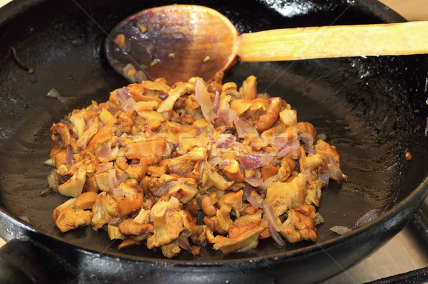 chanterelle on frying pan Stock photo © taviphoto