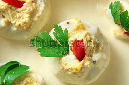 detail of stuffed eggs in plate Stock photo © taviphoto