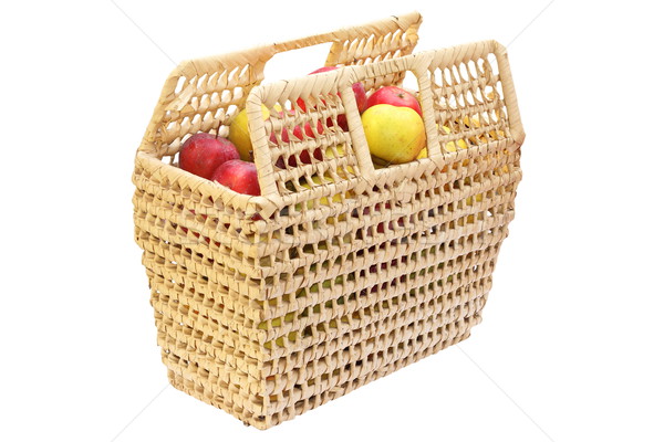 Koszyka pełny bio jabłka odizolowany biały Zdjęcia stock © taviphoto