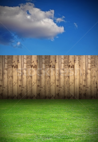 backyard with wooden fence Stock photo © taviphoto