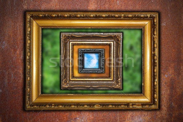 Abstract frames roestige industriële muur Stockfoto © taviphoto