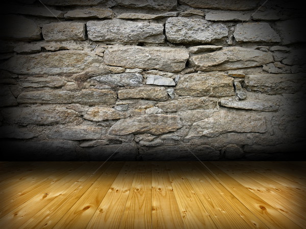 Interieur kamer achtergrond hout steen houten vloer Stockfoto © taviphoto