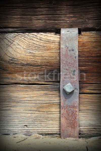 metal mount on old wooden beam Stock photo © taviphoto