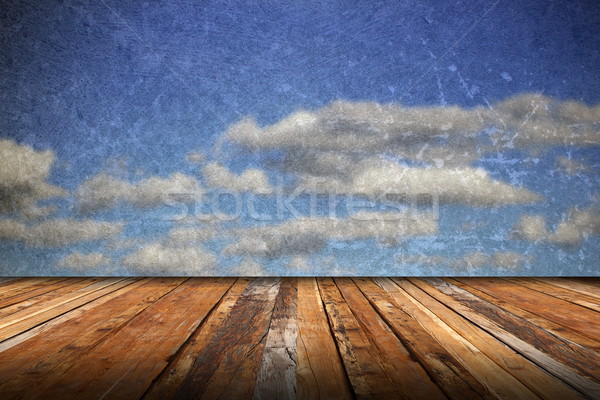 abstract scratched backdrop with wood terrace Stock photo © taviphoto
