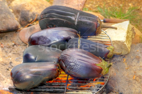 Auberginen Feuer Lager Natur Abendessen rot Stock foto © taviphoto