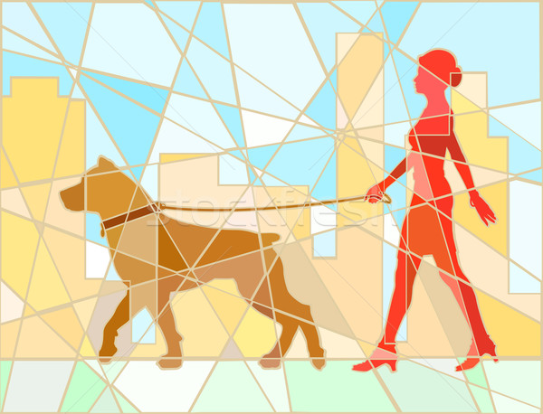 Kutya mozaik szerkeszthető vektor illusztráció nő Stock fotó © Tawng