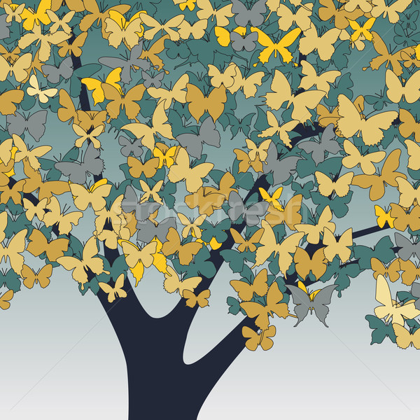 Fluture Copac Frunze Pădure Toamnă Ilustratie Vectoriala