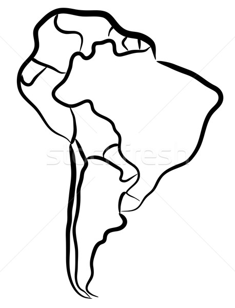 America de sud schiţă vector hartă desen Imagine de stoc © Tawng