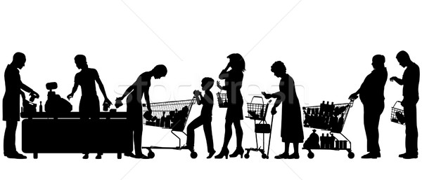 Vecteur silhouettes personnes supermarché [[stock_photo]] © Tawng