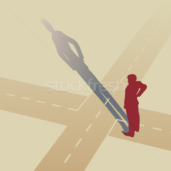 Kreuzung Mann stehen Straße Silhouette Schatten Stock foto © Tawng