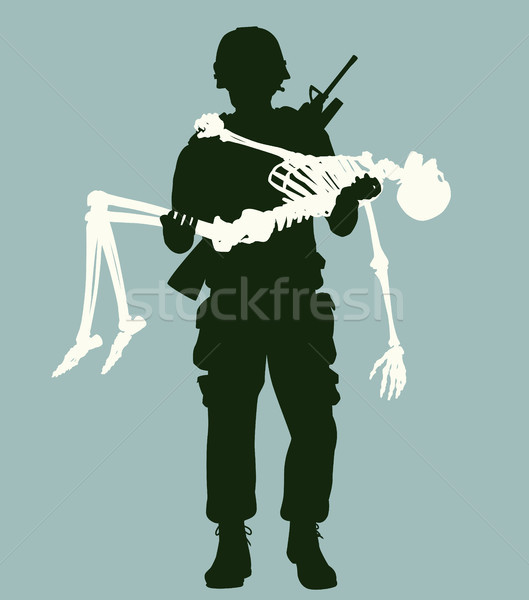 Stok fotoğraf: Asker · iskelet · düzenlenebilir · silah · savaş