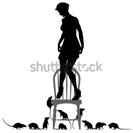 Rat phobie vecteur silhouettes peur Photo stock © Tawng
