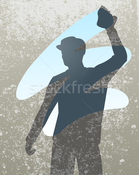 Szerkeszthető vektor sziluett férfi takarítás ablak Stock fotó © Tawng
