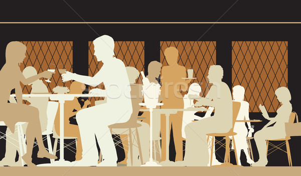 Imagine de stoc: Restaurant · scena · vector · siluetă · ilustrare · oameni