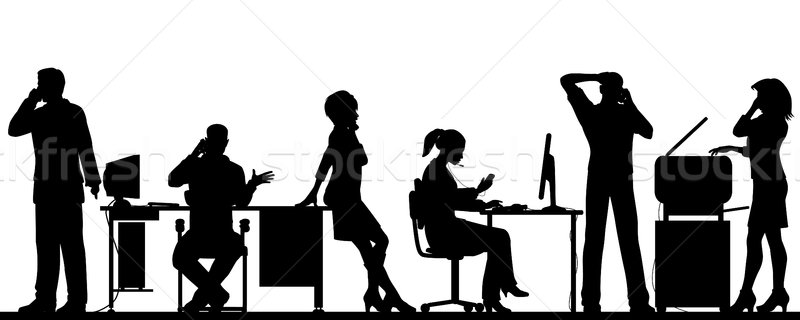 Mobiltelefon iroda szerkeszthető üzletemberek összes beszél Stock fotó © Tawng