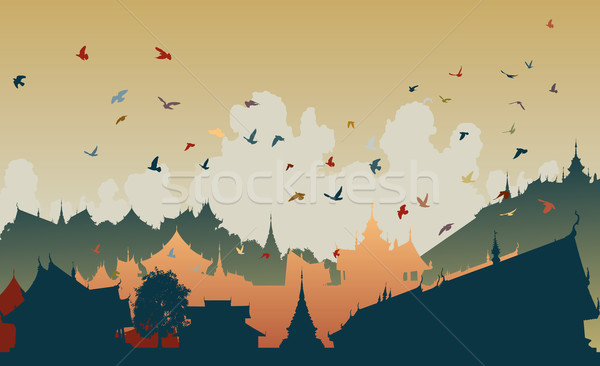 Eastern bird city Stock photo © Tawng