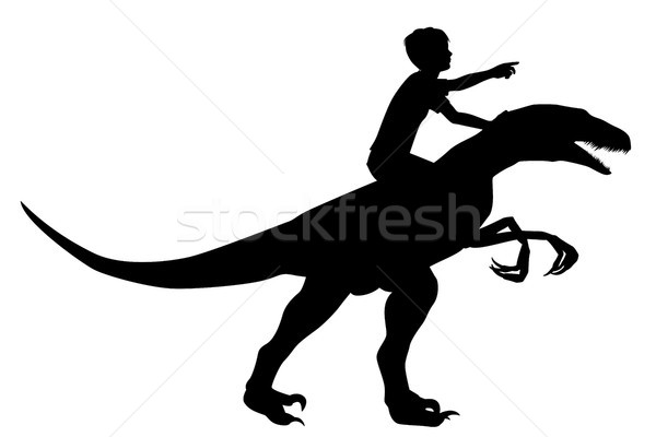 Boy riding raptor Stock photo © Tawng