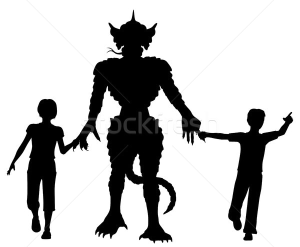 Potwora dzieci wektora sylwetki dwa Zdjęcia stock © Tawng