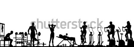 Sală de gimnastică prim plan vector scena siluetă Imagine de stoc © Tawng