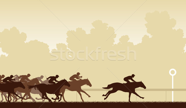 Stockfoto: Paard · race · een · jockey · mannen