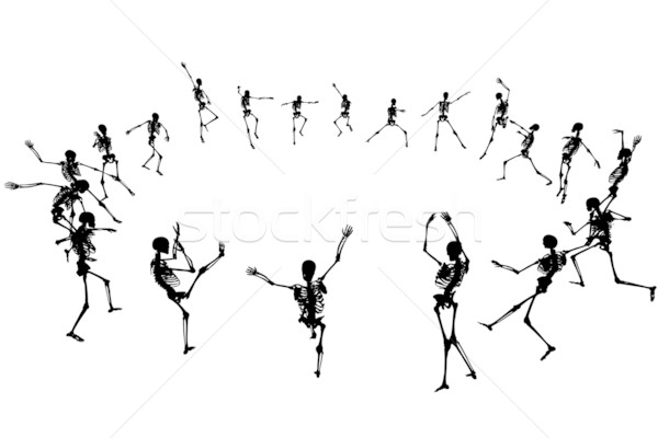 Foto stock: Dança · vetor · esqueleto · silhuetas · anel