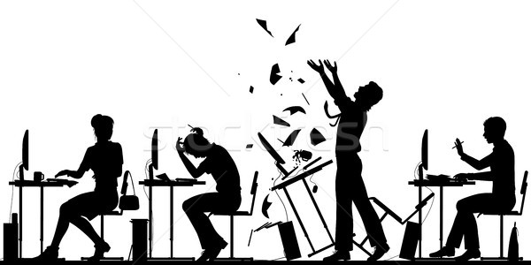 Kantoormedewerker opstand illustratie vector silhouet Stockfoto © Tawng