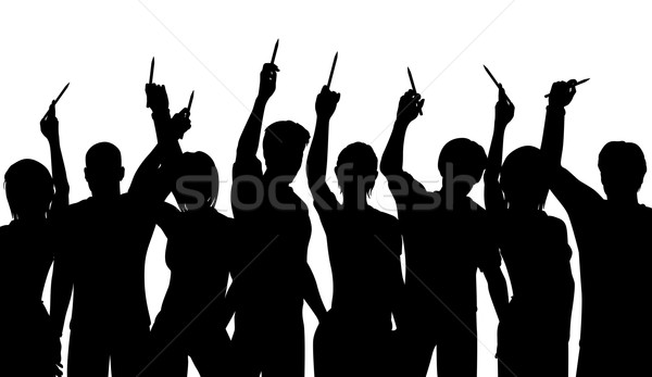 Lápiz solidaridad vector siluetas personas Foto stock © Tawng