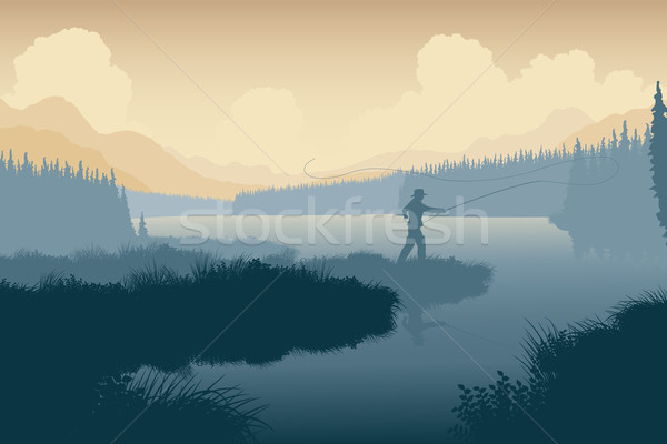 Wildnis Angler eps8 editierbar Landschaft Stock foto © Tawng