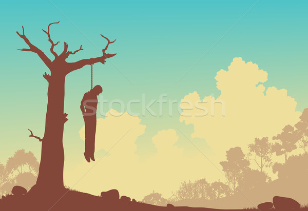 Hängen Baum editierbar Vektor Silhouette Mann Stock foto © Tawng