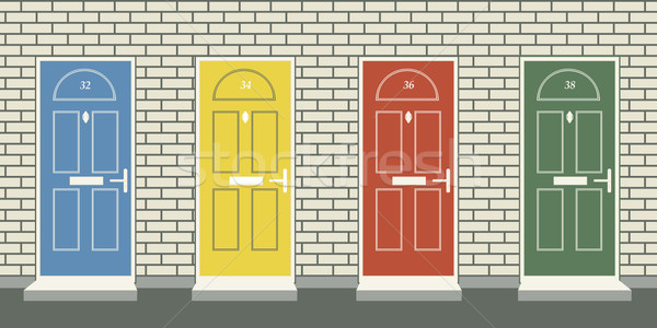 Vorderseite Türen editierbar vier farbenreich Gebäude Stock foto © Tawng