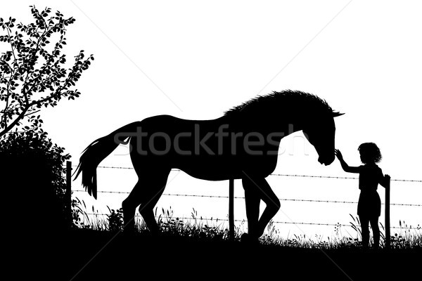 Girl and horse Stock photo © Tawng