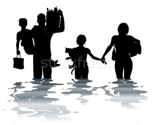 Stock foto: Editierbar · Familie · tragen · Wasser · Fuß · Silhouette