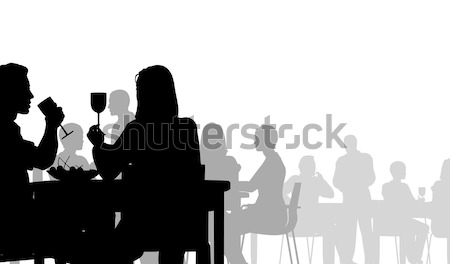 Diner вектора силуэта люди еды Сток-фото © Tawng