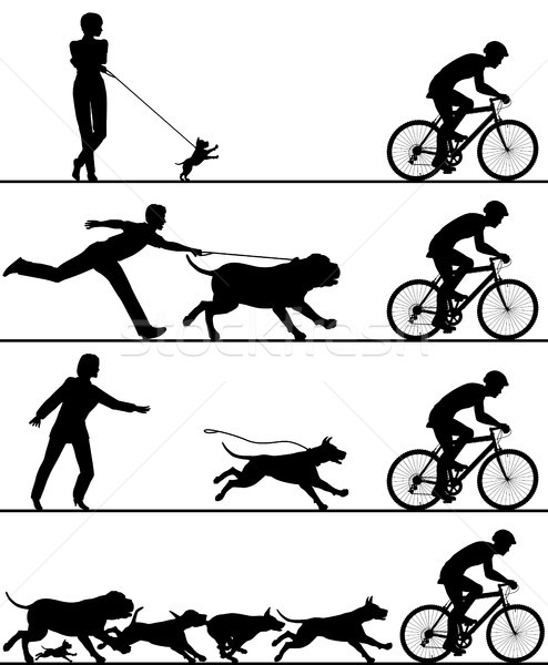 Dogs and cyclist Stock photo © Tawng