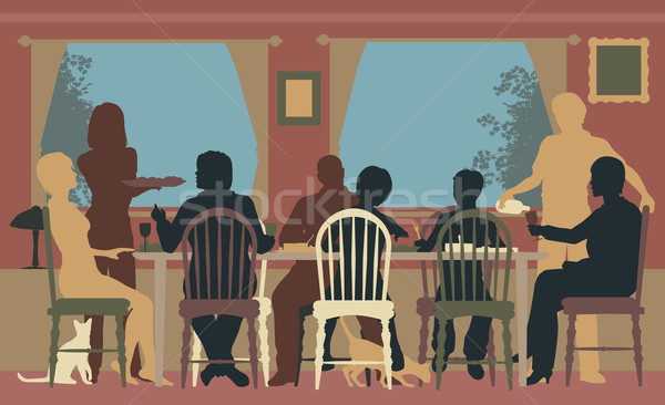 Stock photo: Family dining