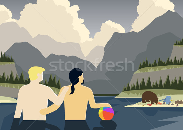 Homo paar ontspannen nooit mannen vakantie Stockfoto © Tawng
