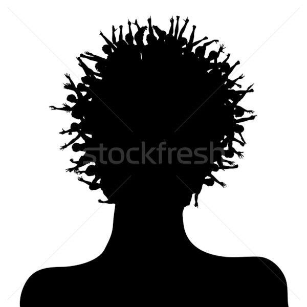 [[stock_photo]]: Heureux · tête · vecteur · silhouette · femme