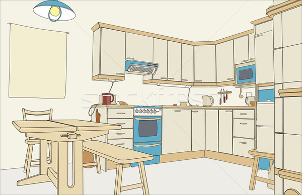 Kitchen color vector illustration © robert adrian hillman (tawng ... Konyha rajz