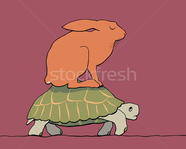 Teknősbéka nyúl eps8 szerkeszthető vektor rajz Stock fotó © Tawng
