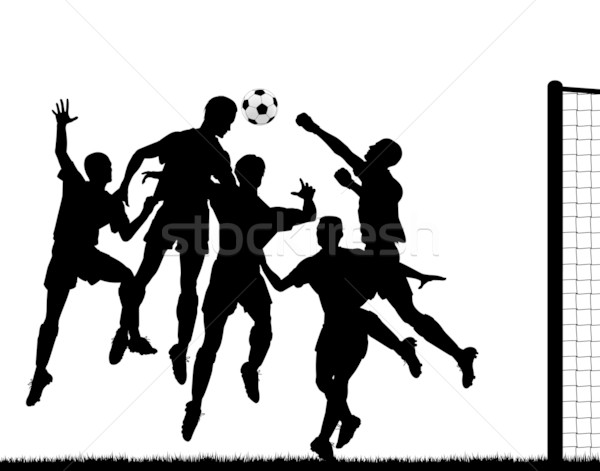 Kopfzeile editierbar Vektor Silhouette Fußballer Ball Stock foto © Tawng