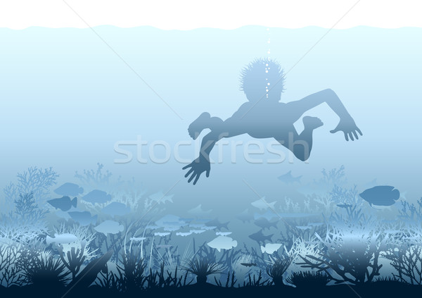 коралловые открытие мальчика плаванию коралловый риф Сток-фото © Tawng