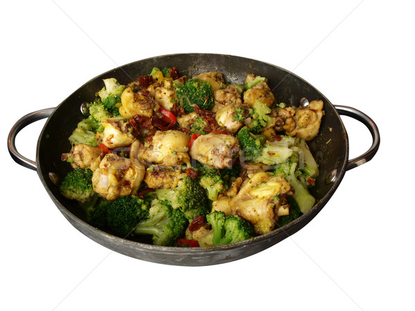 Köri tavuk yalıtılmış fotoğraf pişmiş wok Stok fotoğraf © tdoes