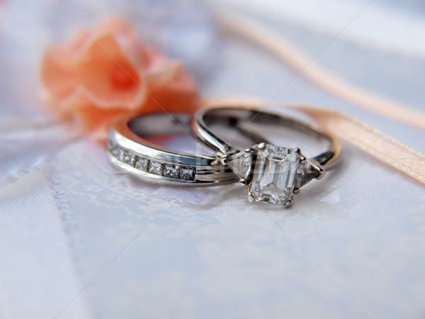 プラチナ 結婚指輪 写真 ダイヤモンド アルバム リング ストックフォト © tdoes